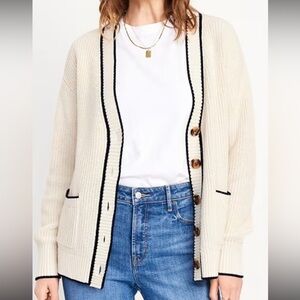 Old Navy Cream Cardigan with Black Trim